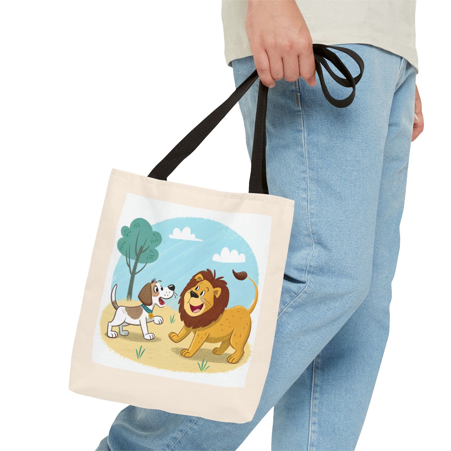 Design IA: chien et lion cartoon