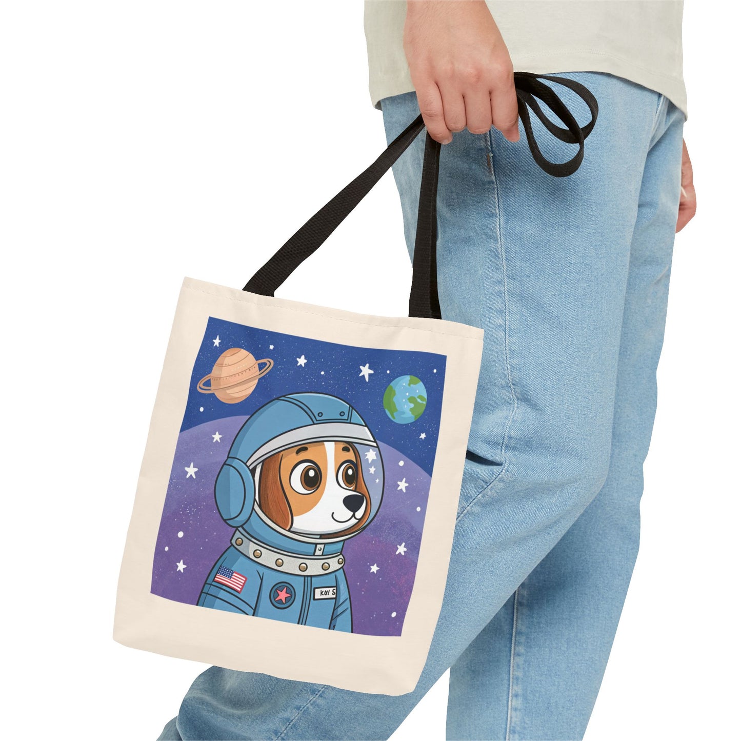 Design IA: chien astronaute en cartoon