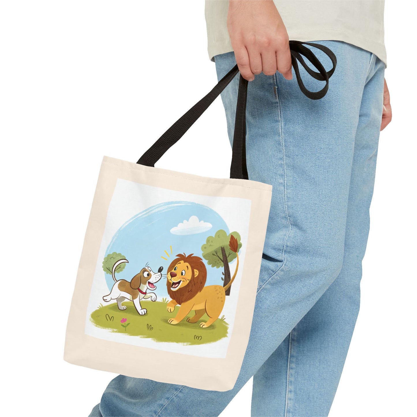 Design IA: chien et lion cartoon