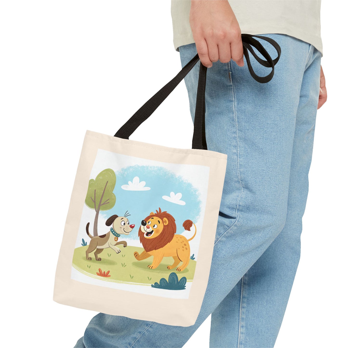 Design IA: chien et lion cartoon