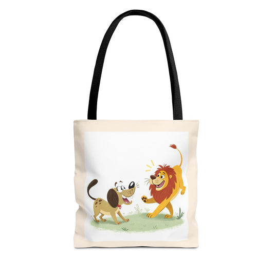Design IA: chien et lion cartoon