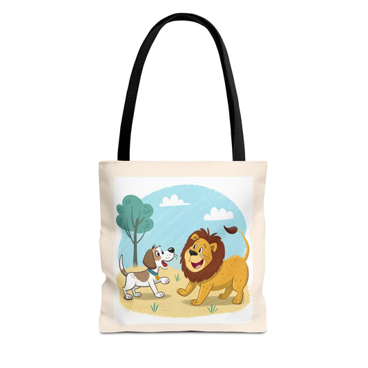 Design IA: chien et lion cartoon