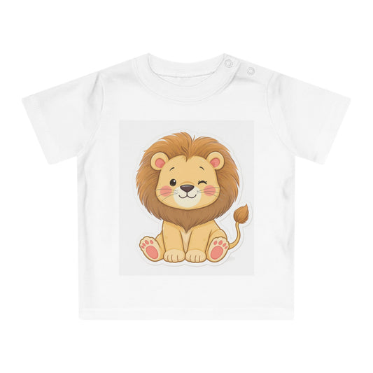 Design IA: lion stylisé, illustration centrée style cartoon