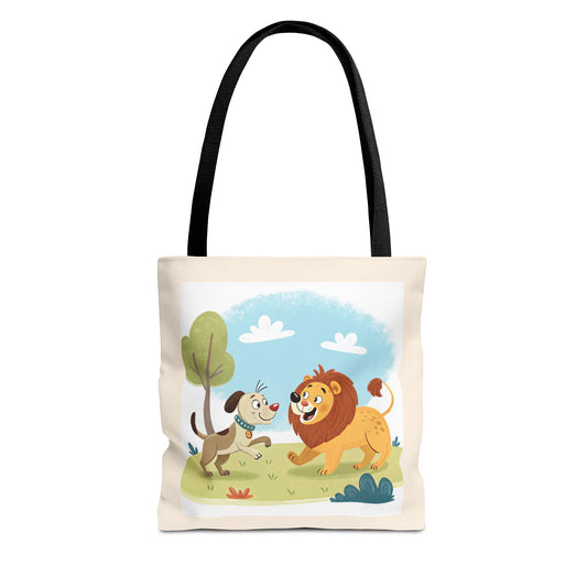 Design IA: chien et lion cartoon