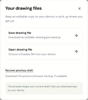 Actual Files dialog with Save drawing file and Open drawing file.